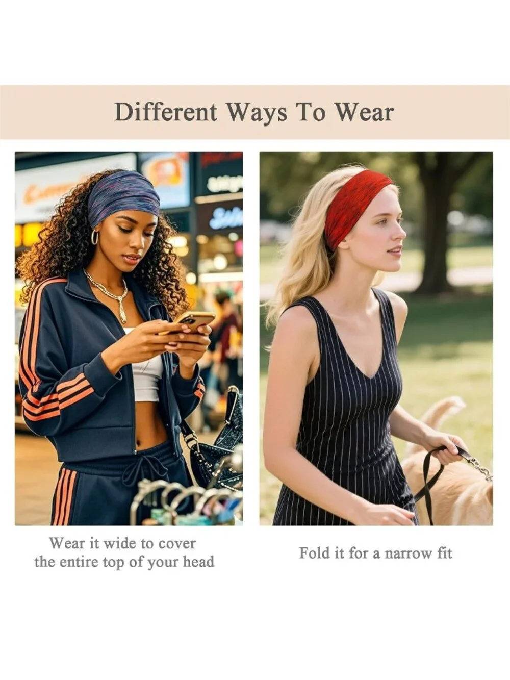 Women Space Dyed Bright Stretch 6 Pack Headband Turban Yoga Hair Accessories